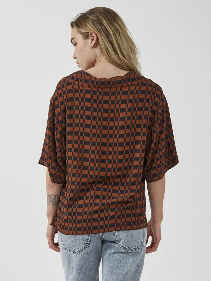 Womens Revel Bowling Shirt Navy Thrills Tops and Tees
