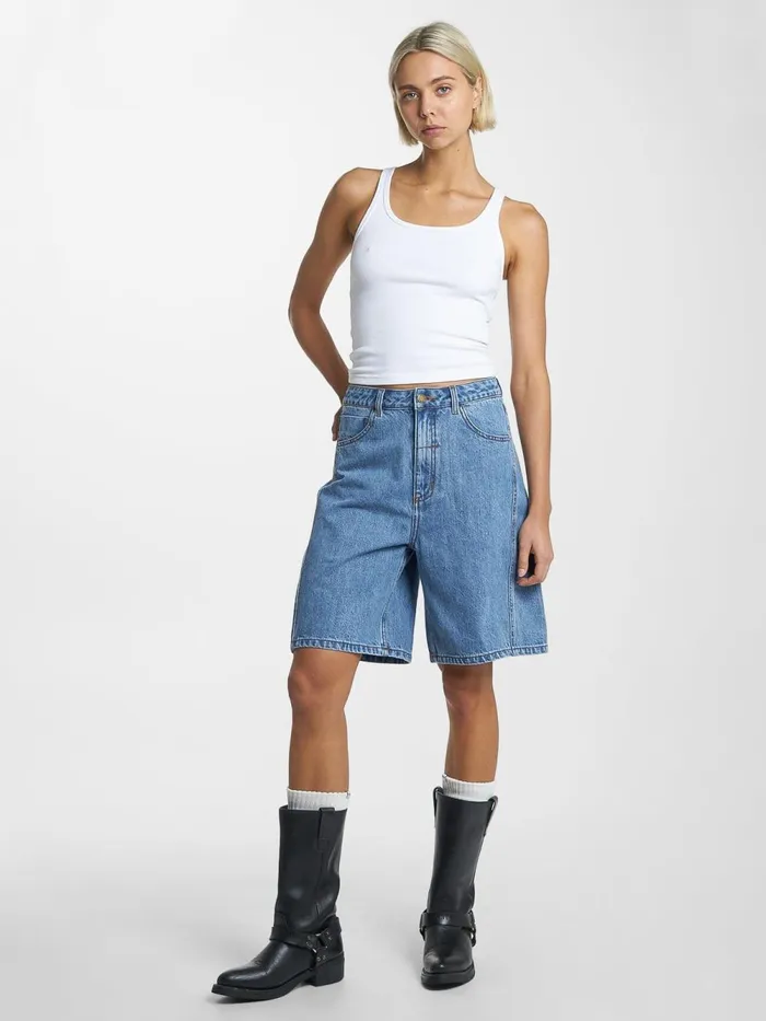 Womens Ronnie Pieced Denim Short Bright Mid Blue Thrills Denim Shorts