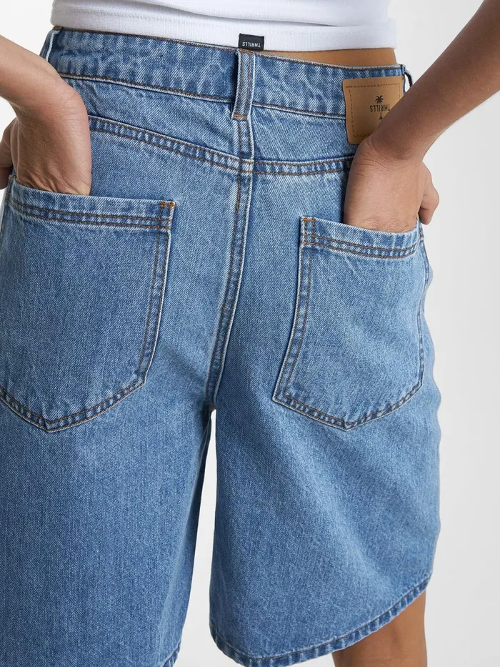 Womens Ronnie Pieced Denim Short Bright Mid Blue Thrills Denim Shorts
