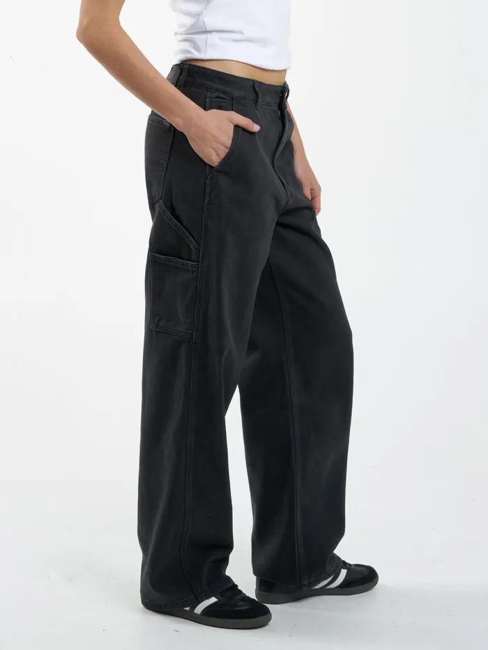 Womens Slouch Carpenter Jean Dusk Black Thrills Denim