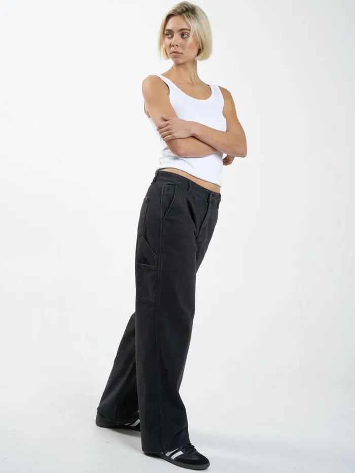 Womens Slouch Carpenter Jean Dusk Black Thrills Denim