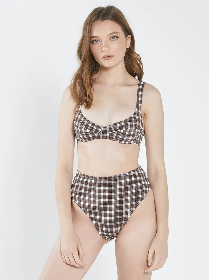 Womens Studio High Cut Bikini Bottom Washed Cocoa Thrills Swim