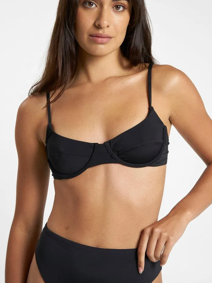 Womens Underwire Bikini Top Black Thrills Swim