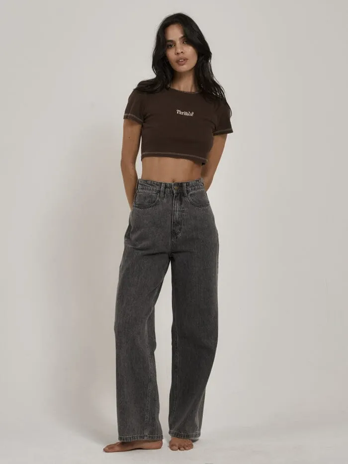 Womens Workwear Embro Crop Baby Tee Umber Thrills Tops and Tees