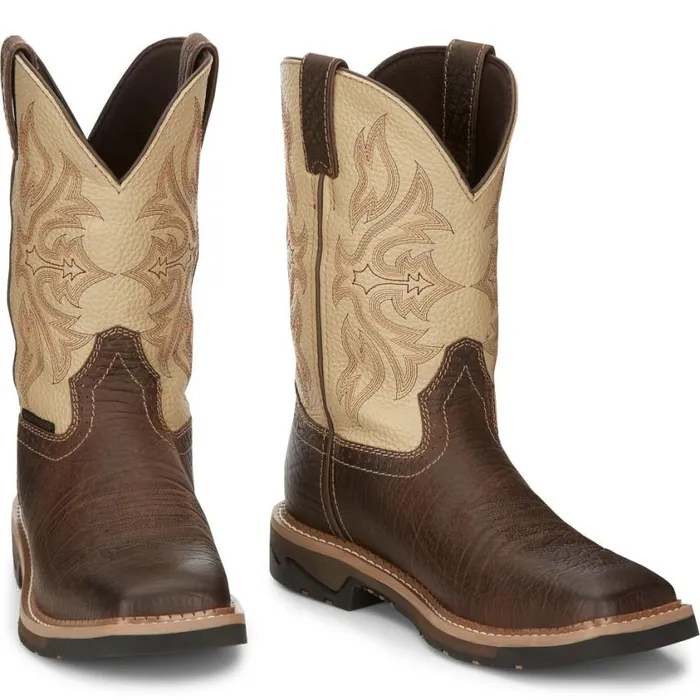 Work Men Justin Boots Flash 11034 Waterproof Work Boot Pecan 040brown041
