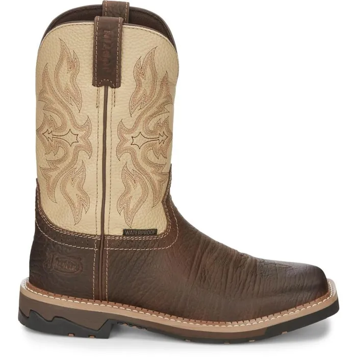 Work Men Justin Boots Flash 11034 Waterproof Work Boot Pecan 040brown041
