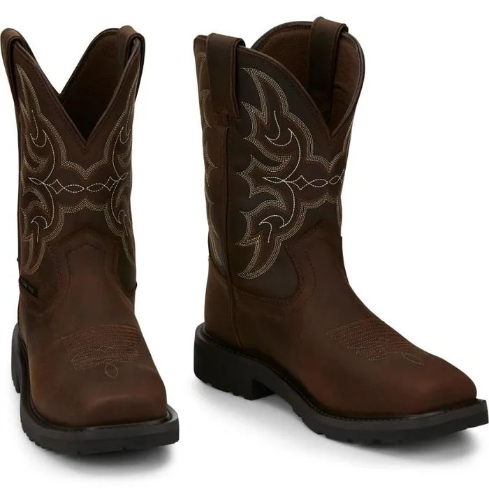 Work Men Justin Boots Ricochet 10034 Composite Toe Waterproof Work Boot Brown Work Men Justin Boots Ricochet 10034 Composite Toe Waterproof Work Boot Brown