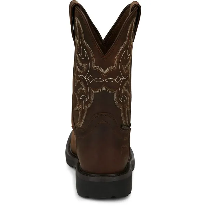 Work Men Justin Boots Ricochet 10034 Composite Toe Waterproof Work Boot Brown