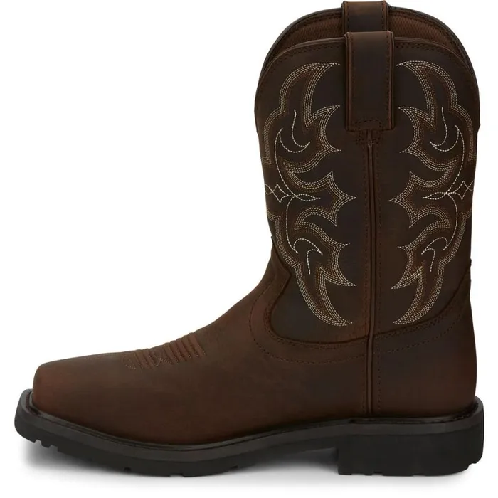 Work Men Justin Boots Ricochet 10034 Composite Toe Waterproof Work Boot Brown