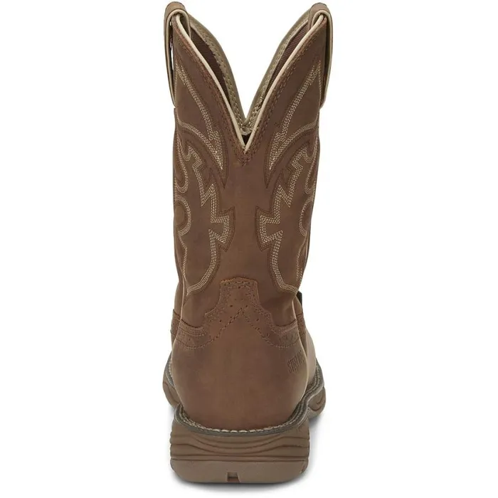 Work Men Justin Boots Rush 11034 Steel Toe Waterproof Work Boot Saddle Tan 040brown041