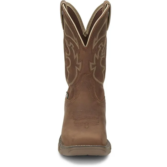 Work Men Justin Boots Rush 11034 Steel Toe Waterproof Work Boot Saddle Tan 040brown041