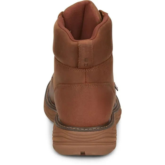 Work Men Justin Boots Rush 6034 LaceUp Waterproof Wedge Brown
