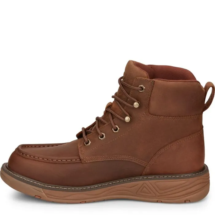 Work Men Justin Boots Rush 6034 LaceUp Waterproof Wedge Brown
