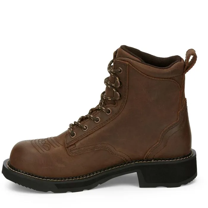 Work Women Justin Boots Katerina 6034 Steel Toe Waterproof Work Boot Aged Bark 040brown041