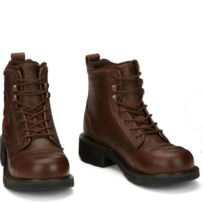 Work Women Justin Boots Reamy 6034 Nano Composite Toe Work Boot Brown