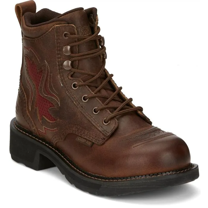 Work Women Justin Boots Reamy 6034 Nano Composite Toe Work Boot Brown