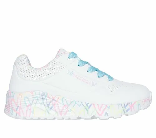 X JGoldcrown Uno Lite 8211 Lovely Luv White Pink Turquoise Kids SKECHERS Kids UK Sizes 9525 X JGoldcrown Uno Lite 8211 Lovely Luv White Pink Turquoise Kids SKECHERS Kids UK Sizes 9525
