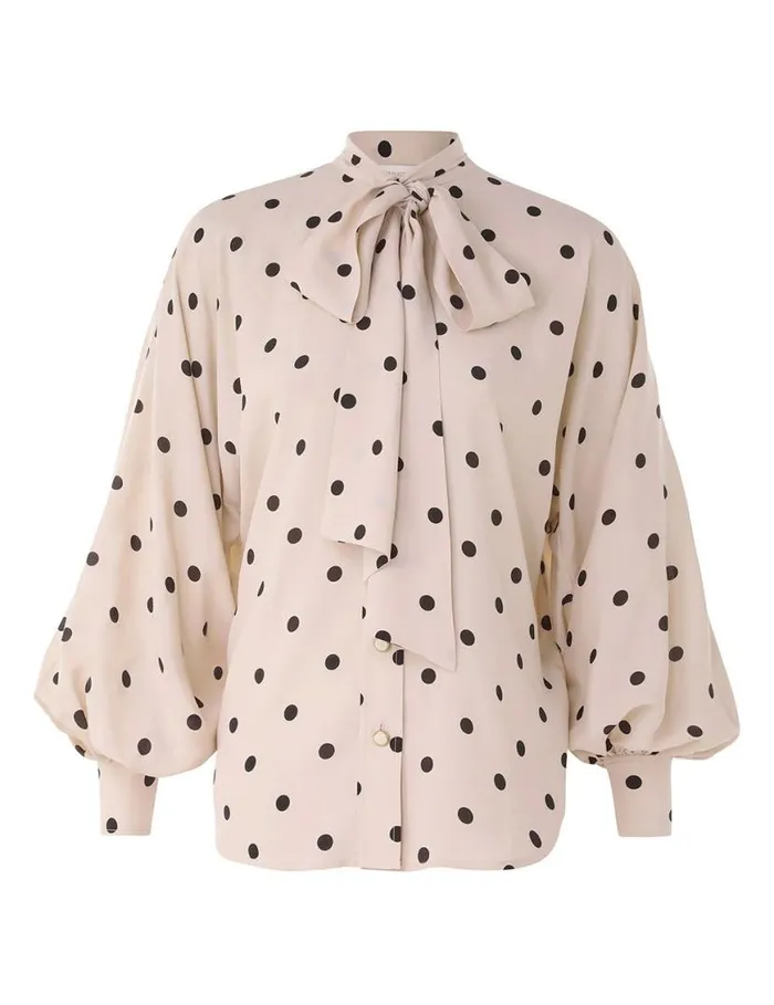 Zimmermann Clothing Batwing Blouse Buff W Black Dot 8211 Women