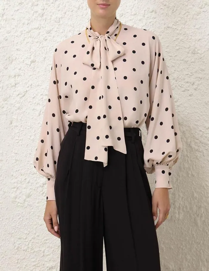 Zimmermann Clothing Batwing Blouse Buff W Black Dot 8211 Women
