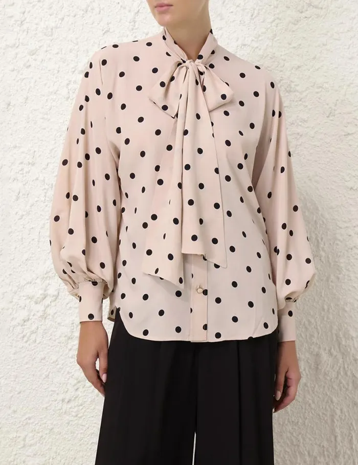 Zimmermann Clothing Batwing Blouse Buff W Black Dot 8211 Women