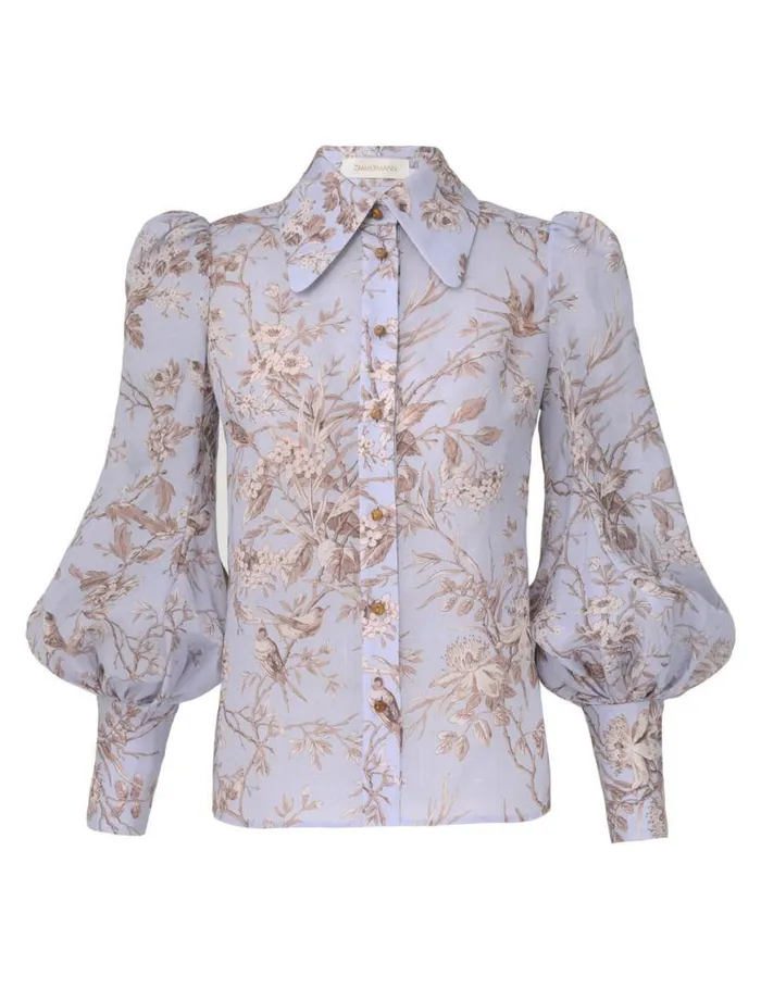Zimmermann Clothing Blouson Shirt Blue Mockingbird 8211 Women