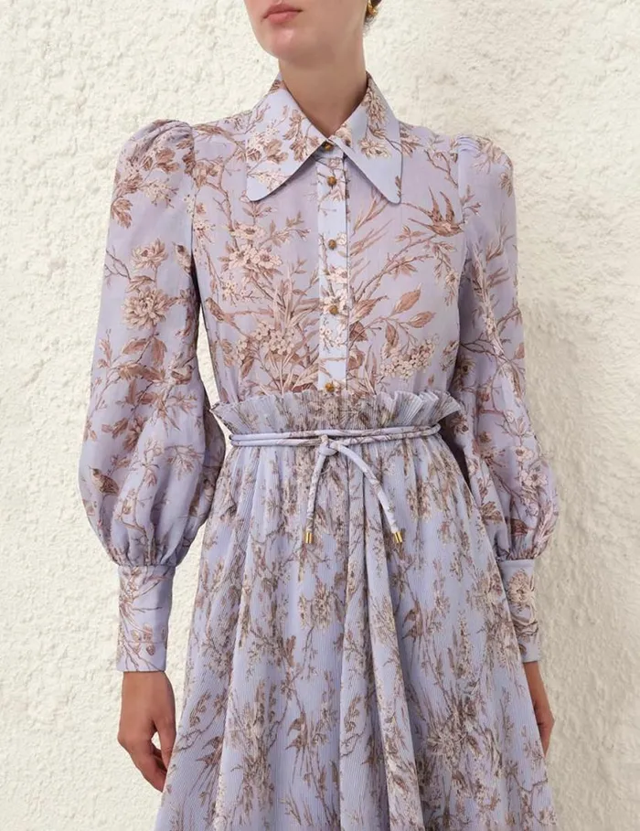 Zimmermann Clothing Blouson Shirt Blue Mockingbird 8211 Women