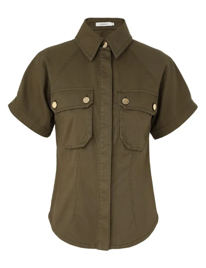 Zimmermann Clothing Denim Pocket Shirt Olive 8211 Women