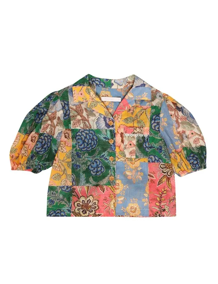 Zimmermann Clothing Junie Puff Sleeve Shirt Patch Floral 8211 Kids