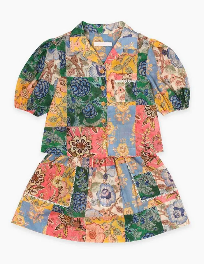 Zimmermann Clothing Junie Puff Sleeve Shirt Patch Floral 8211 Kids