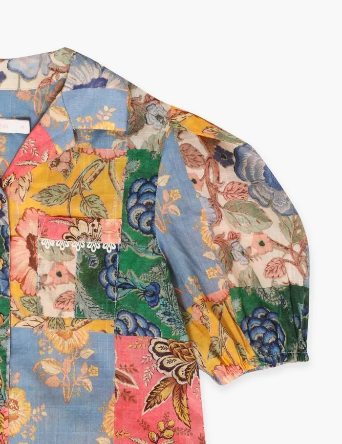 Zimmermann Clothing Junie Puff Sleeve Shirt Patch Floral 8211 Kids