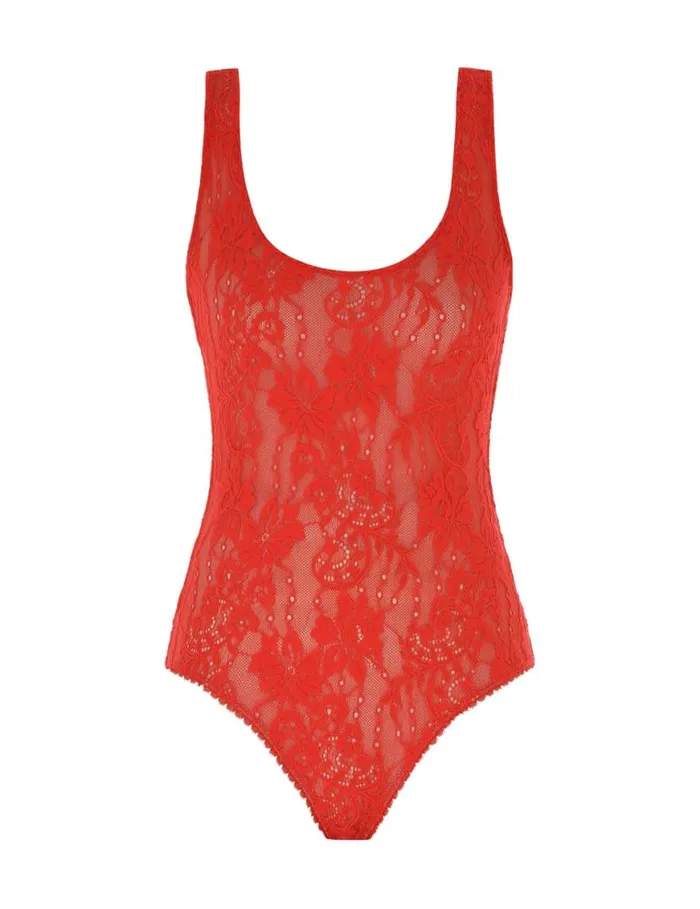 Zimmermann Clothing Lace Scoop Bodysuit Tomato 8211 Women