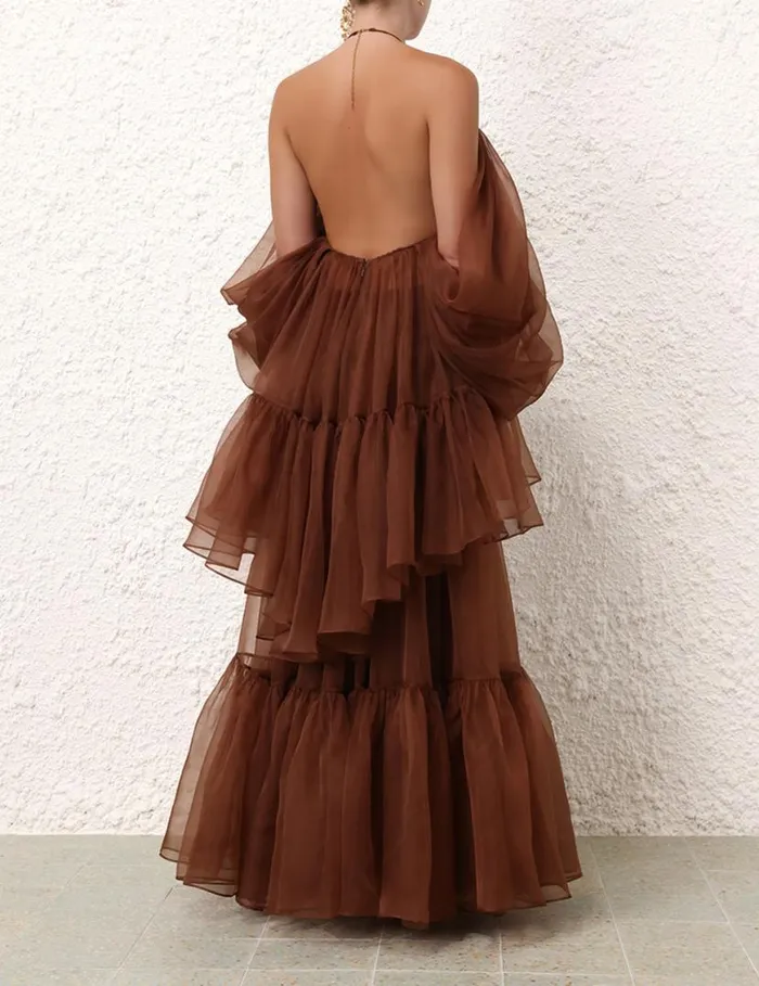 Zimmermann Clothing Natura Gathered Top Toffee 8211 Women
