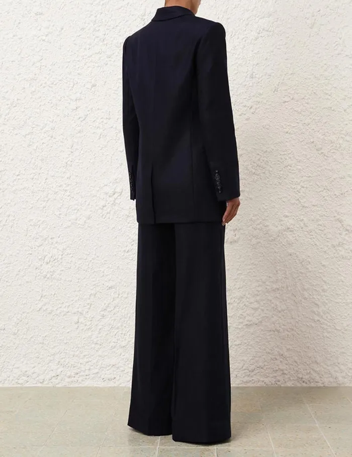 Zimmermann Clothing Natura Linen Wide Leg Pant Navy 8211 Women