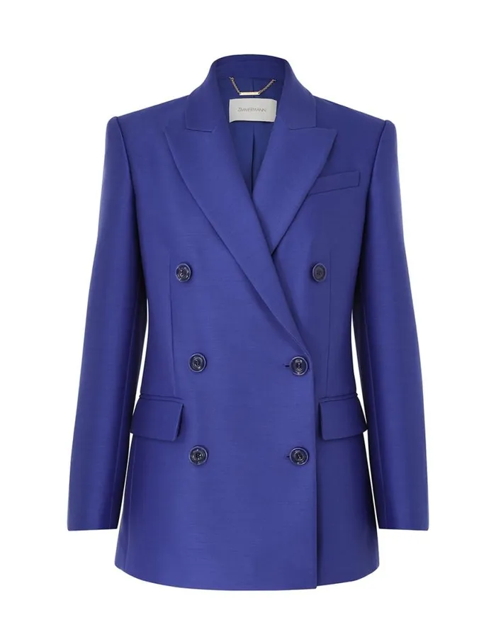 Zimmermann Clothing Natura Long Line Jacket Lapis 8211 Women