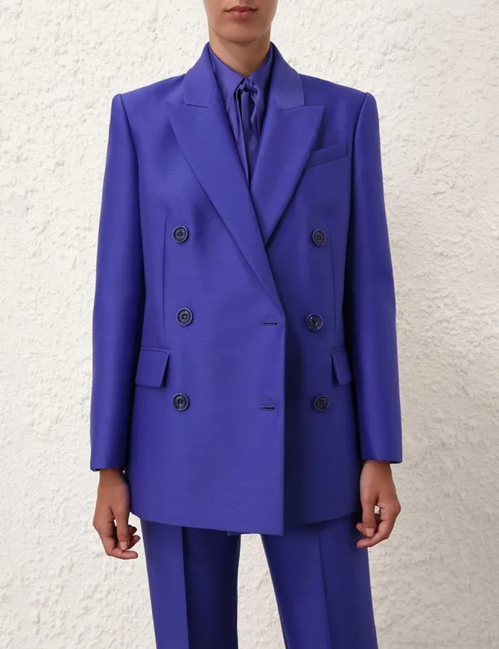 Zimmermann Clothing Natura Long Line Jacket Lapis 8211 Women