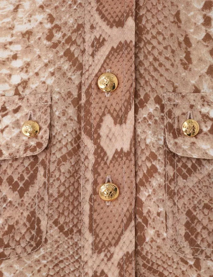 Zimmermann Clothing Natura Safari Body Shirt Tan Snake 8211 Women