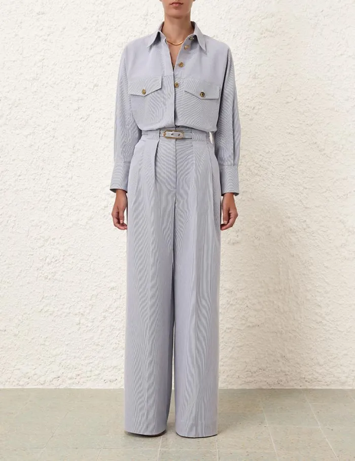 Zimmermann Clothing Natura Tuck Wide Leg Pant Micro Stripe 8211 Women