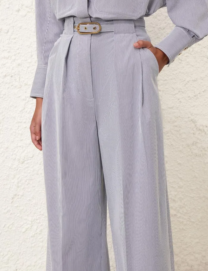 Zimmermann Clothing Natura Tuck Wide Leg Pant Micro Stripe 8211 Women