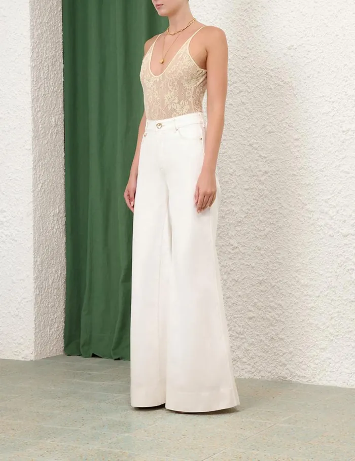 Zimmermann Clothing Scoop Neck Bodysuit Parchment 8211 Women