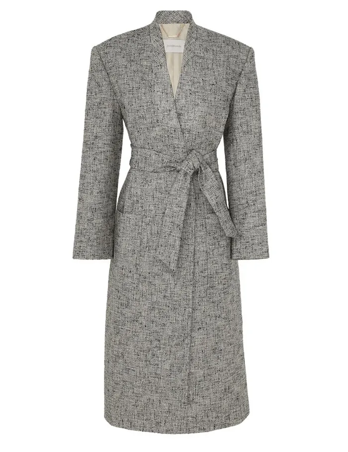 Zimmermann Clothing Tranquillity Collarless Coat Blackcream 8211 Women