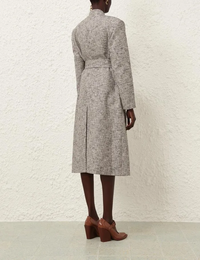Zimmermann Clothing Tranquillity Collarless Coat Blackcream 8211 Women