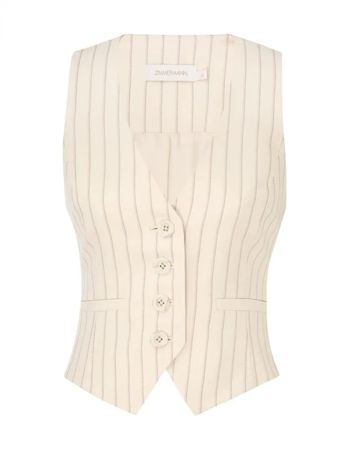 Zimmermann Clothing Tranquillity Waistcoat Cream Pinstripe 8211 Women