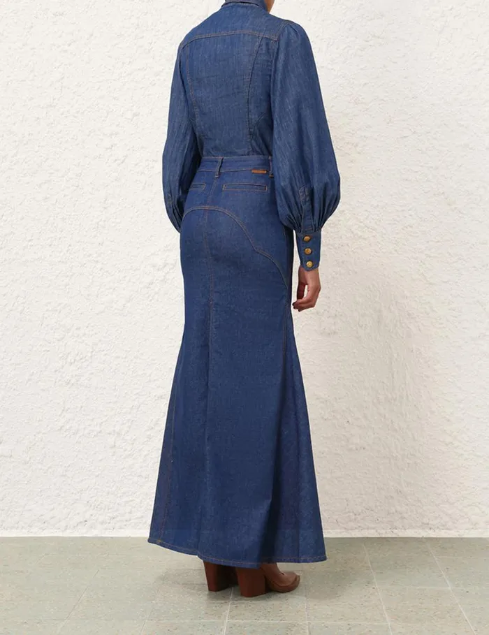 Zimmermann Denim Denim Corset Shirt Railway Blue 8211 Women
