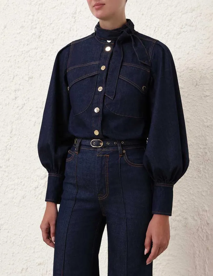 Zimmermann Denim Denim Pocket Shirt Ink 8211 Women