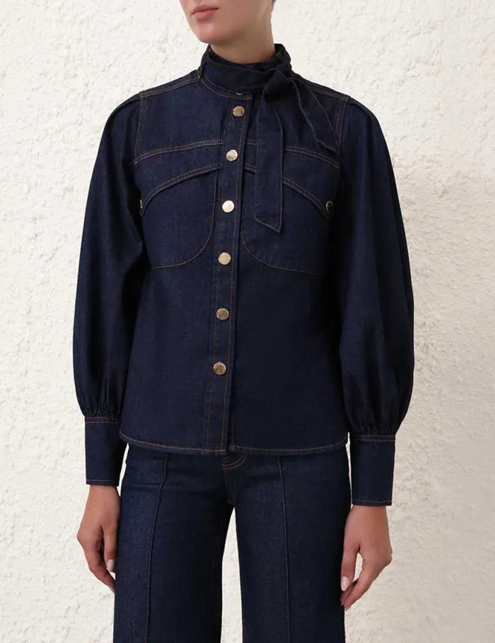 Zimmermann Denim Denim Pocket Shirt Ink 8211 Women