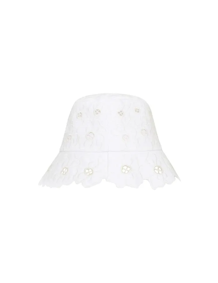 Zimmermann Hats Floral Embroidery Bucket Hat Ivory 8211 Women