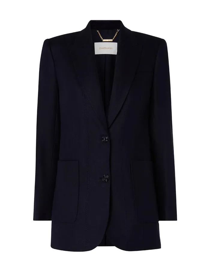 Zimmermann Jackets and Coats Natura Linen Jacket Navy 8211 Women