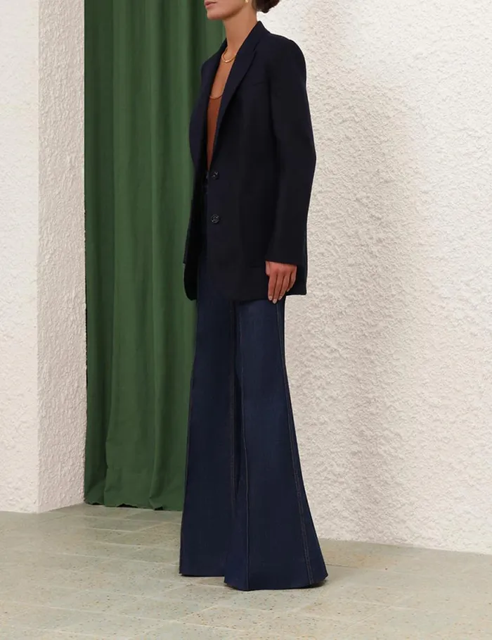 Zimmermann Jackets and Coats Natura Linen Jacket Navy 8211 Women