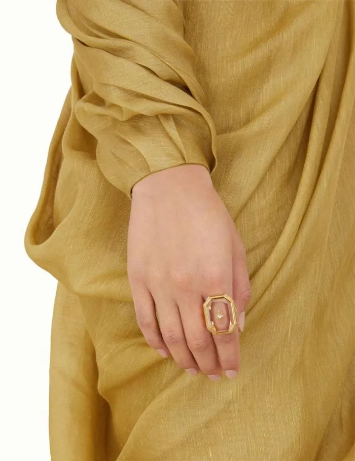 Zimmermann Jewellery Crystal Signet Ring Goldtransparent Quartz 8211 Women
