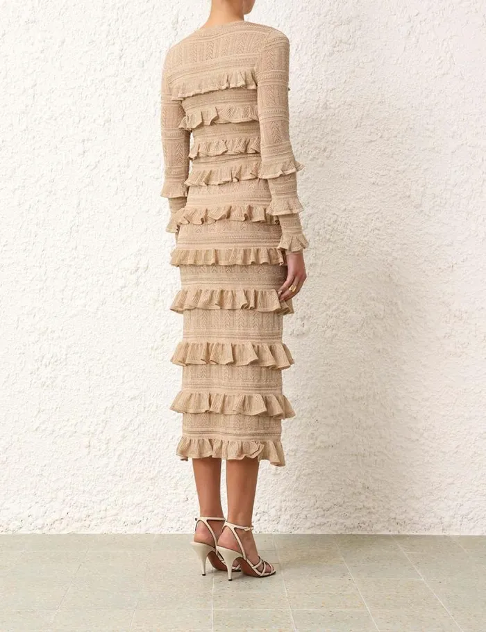 Zimmermann Knitwear Matchmaker Ruffle Top Gold Lurex 8211 Women